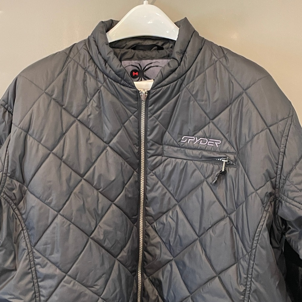 Spyder XSCAP Mens XXL Black Diamond Quilted Full Zip Mock Neck Jacket Puffer